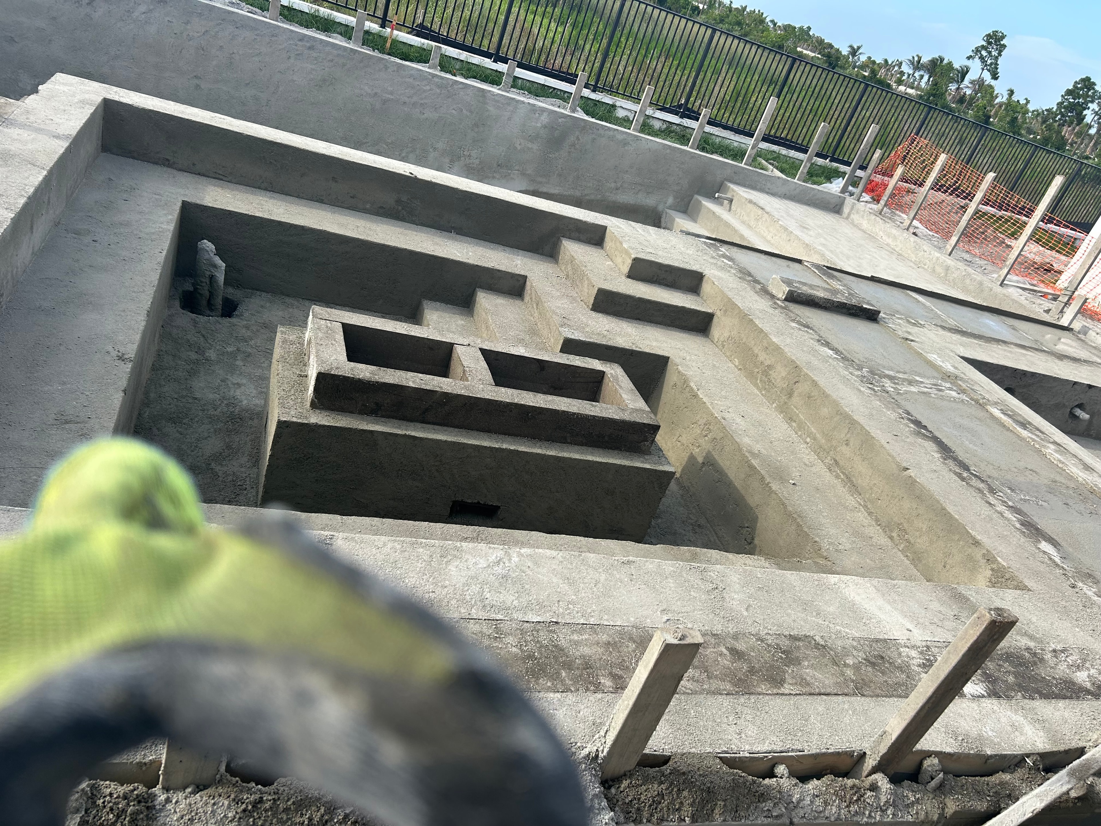 Detailed gunite pool steps and shell construction